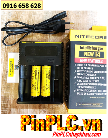 Nitecore i4 - kèm 02 pin sạc Nitecore IMR2600 (18650 Lithium 3.7v 2600mAh /Dòng xả 40A) chính hãng